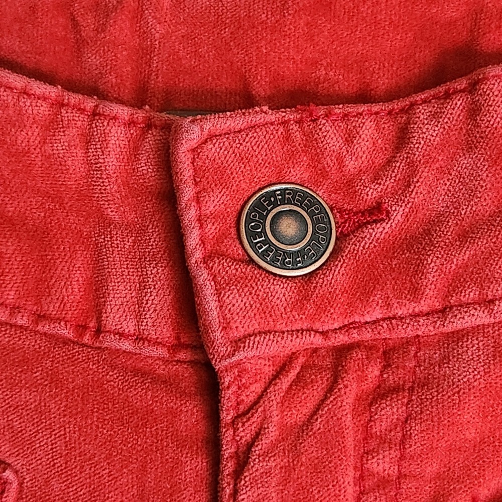 New Free People Red Pants Women's Size 0 Patch Pocket Cotton Blend Bootcut Flare - Picture 6 of 10